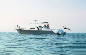 Hinckley Sport Boat 40c Designed from the Outset for Outboard Propulsion